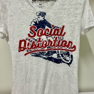 Social Distortion White Graphic T-Shirt